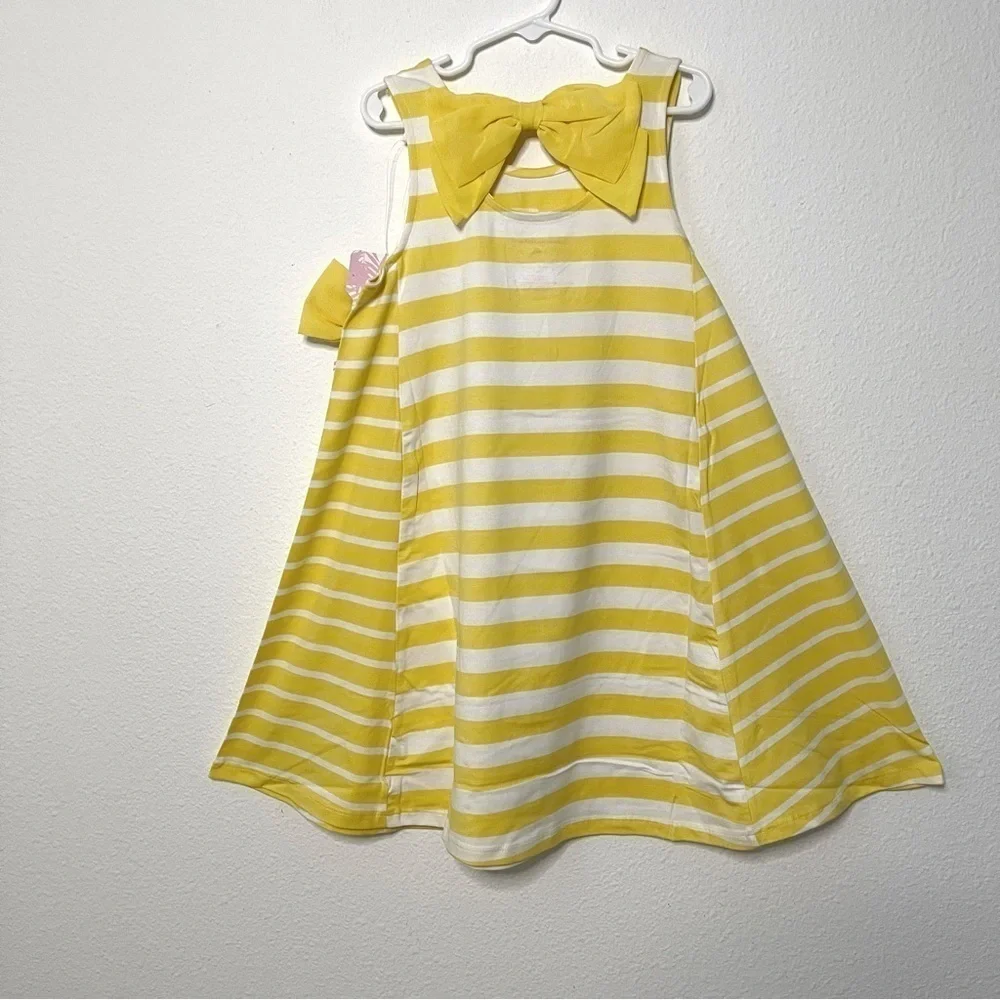 TOMMY BAHAMA Girls 3D sequins pineapple striped Dress With Hair Clip size M